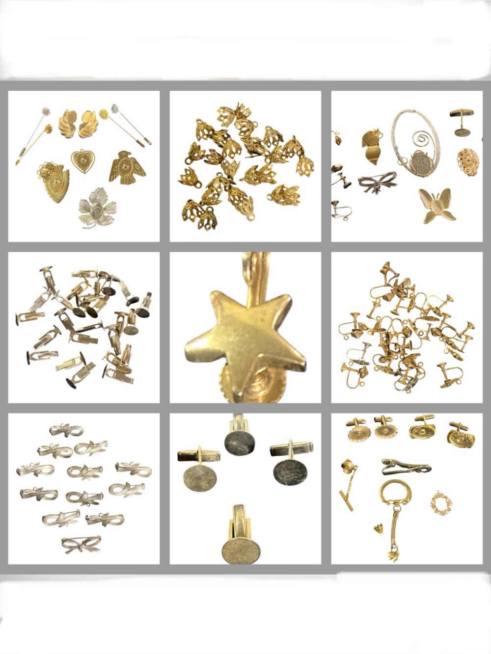Jewelry Findings Assorted Vintage 120 Pieces Silver Tone & Gold Tone